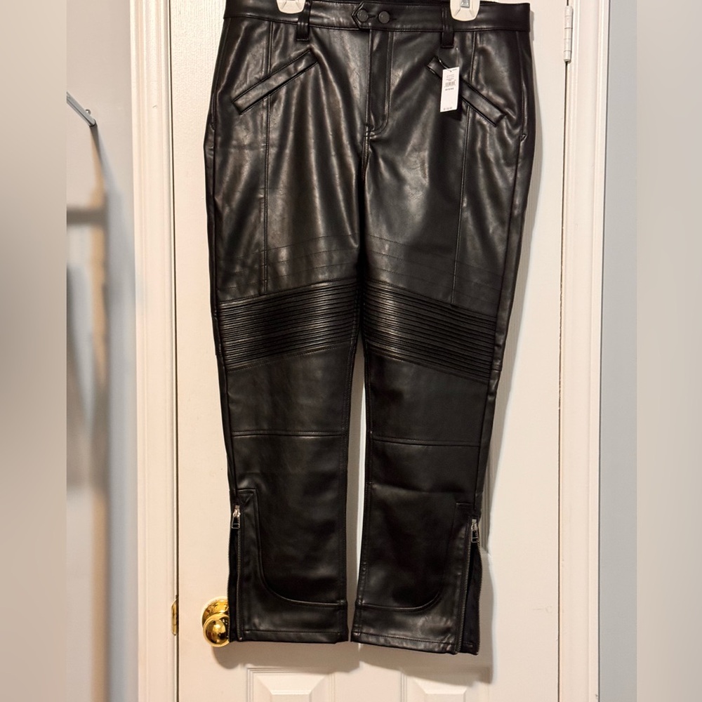 Gap Mid Rise Vegan Leather Moto Vintage Slim Pants